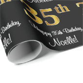 35e verjaardag: Elegant Luxe Faux Gold Look # Cadeaupapier (Rol Hoek)