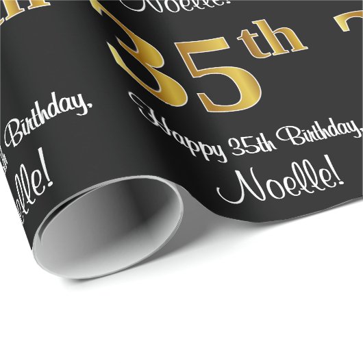 35e verjaardag: Elegant Luxe Faux Gold Look # Cadeaupapier (Rol Hoek)