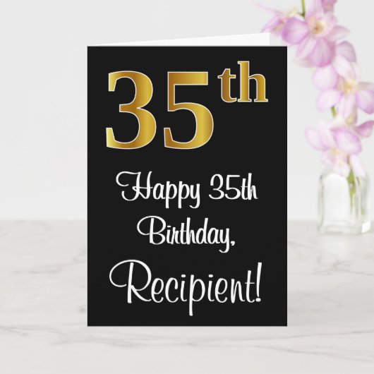 35e verjaardag ~ Elegant Luxe Faux Gold Look # Kaart (Orchidee)