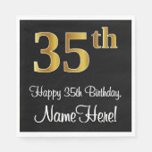 35e verjaardag ~ Elegant Luxe Faux Gold Look # Servet (Voorkant)