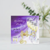 35e verjaardag Elegant Paars Gold Kaart (Staand voorkant)