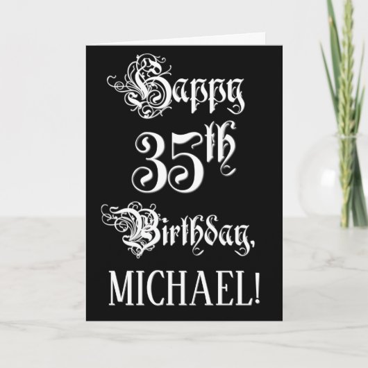 35e verjaardag: Fancy, elegant script + aangepaste Kaart (Voorkant)