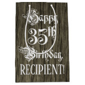 35e verjaardag: Fancy, Faux Wood Kijk + Aangepaste Medium Cadeauzakje (Voorkant)