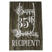 35e verjaardag: Fancy, Faux Wood Kijk + Aangepaste Medium Cadeauzakje (Achterkant)