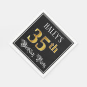 35e verjaardag — Fancy script, Faux Gold look Servet (Hoek)