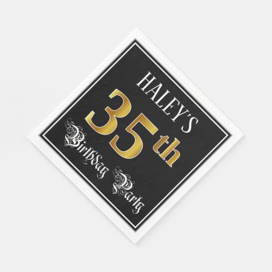 35e verjaardag — Fancy script, Faux Gold look Servet (Hoek)