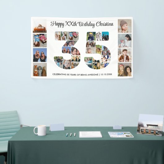 35e verjaardag feestnummer 35 fotocollage spandoek (Beurs)