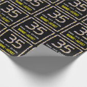 35e verjaardag: Floral Flowers Number, Custom Name Cadeaupapier (Hoek)