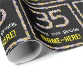 35e verjaardag: Floral Flowers Number, Custom Name Cadeaupapier (Rol Hoek)