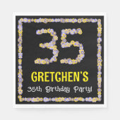 35e verjaardag: Floral Flowers Number, Custom Name Servet (Voorkant)