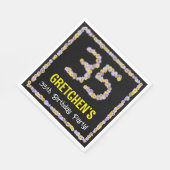 35e verjaardag: Floral Flowers Number, Custom Name Servet (Hoek)