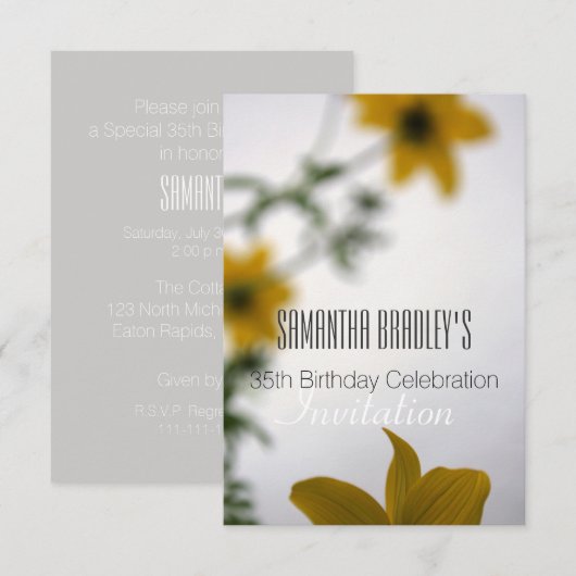 35e verjaardag Floral Invitation Kaart (Voorkant / Achterkant)