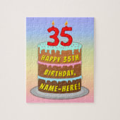 35e verjaardag: Fun Cake and Candles + Custom Name Legpuzzel (Verticaal)