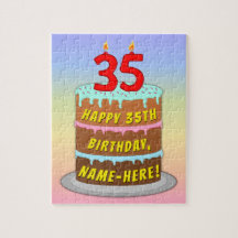 35e verjaardag: Fun Cake and Candles + Custom Name