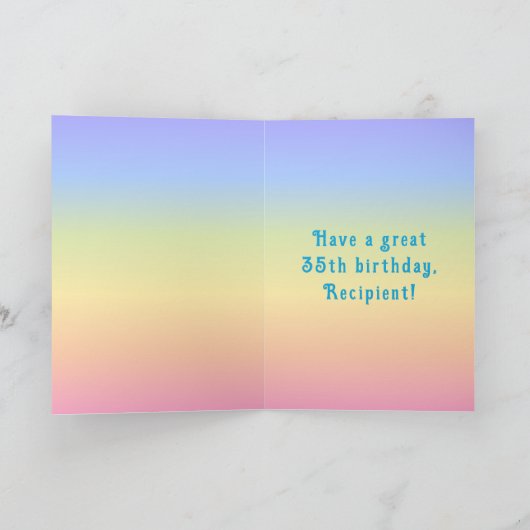 35e verjaardag — Fun Cake & Candles, w/ Eigen naam Kaart (Binnen)