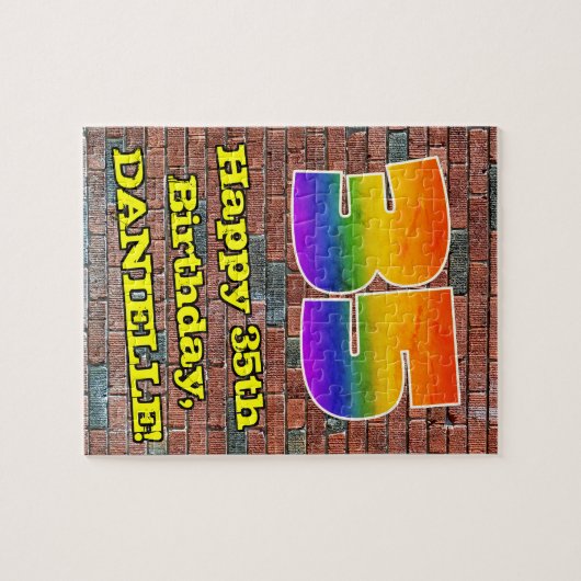 35e verjaardag: Fun Graffiti-geïnspireerde regenbo Legpuzzel (Horizontaal)