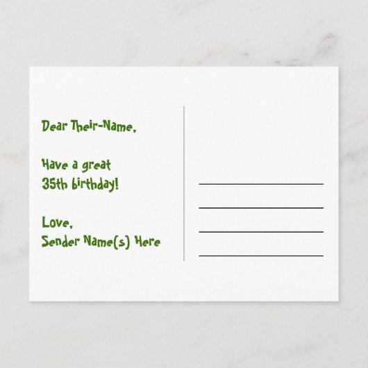 35e verjaardag: Fun Hearts Pattern, Rainbow 35 Briefkaart (Achterkant)