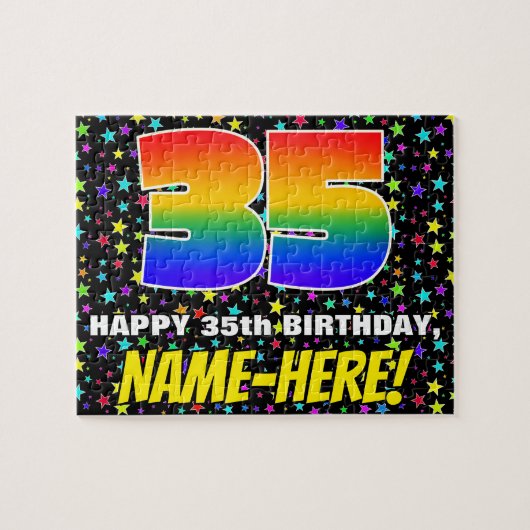 35e verjaardag — Fun, kleurrijk Star Field Pattern Legpuzzel (Horizontaal)