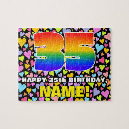 35e verjaardag — Fun, liefhebbende hartvormen + "3 Legpuzzel