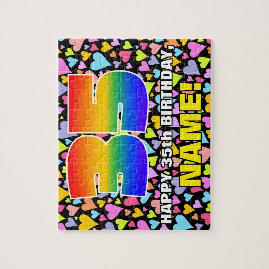 35e verjaardag — Fun, liefhebbende hartvormen + "3 Legpuzzel (Verticaal)