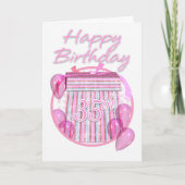 35e verjaardag geschenkdoos - Roze - Happy Birthda Kaart (Voorkant)