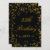 35e verjaardag Glamoureus Gold Confetti Kaart (Voorkant / Achterkant)