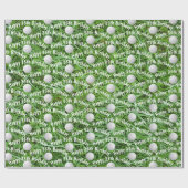 35e verjaardag Golf-ballen op gras-wappapier Cadeaupapier (Vlak)