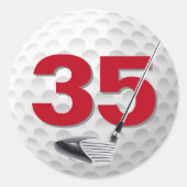 35e verjaardag golfbal ontwerp ronde sticker (Voorkant)