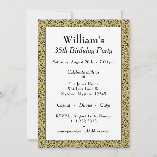 35e verjaardag Goud en zwart patroon Kaart (Voorkant)