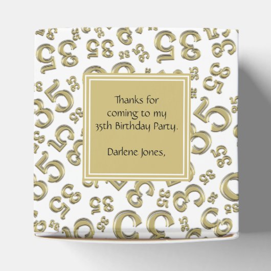 35e verjaardag Goud/Wit collage patroon Bedankdoosjes (Bovenkant)
