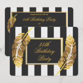 35e verjaardag gouden veters zwarte witte strepen kaart (Voorkant / Achterkant)