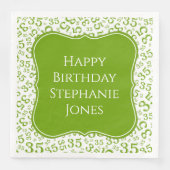 35e Verjaardag Groen/Wit Beugel Nummer Patroon Servet (Voorkant)