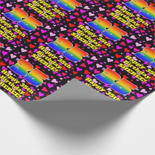 35e verjaardag: Heatten, regenboognr. 35 Cadeaupapier (Hoek)