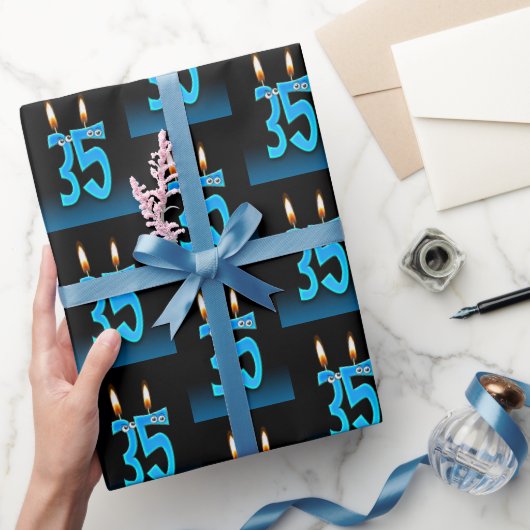 35e verjaardag kaarsen met Eyeballen Cadeaupapier (Geschenken)