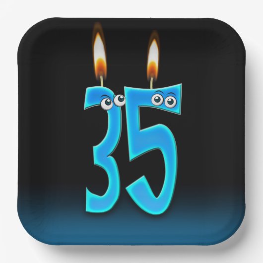 35e verjaardag kaarsen met Eyeballen Papieren Bordje (Voorkant)