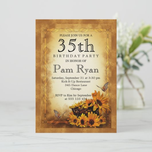 35e verjaardag kaart (Staand voorkant)