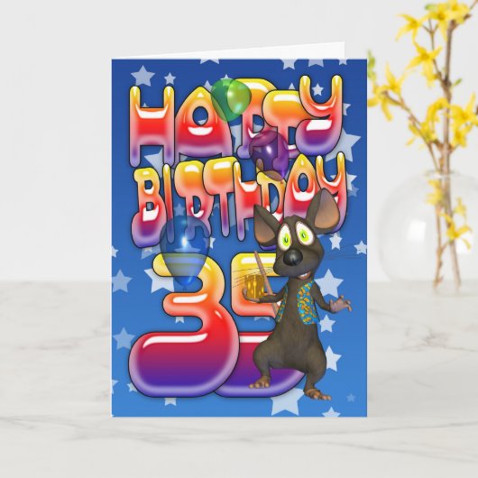 35e verjaardag Kaart, Happy Birthday Kaart (Gele Bloem)