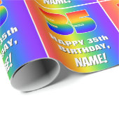 35e verjaardag: kleurrijk, vun regenboogpatroon #  cadeaupapier (Rol Hoek)