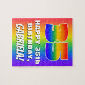 35e verjaardag: kleurrijk, vun regenboogpatroon #  legpuzzel (Horizontaal)