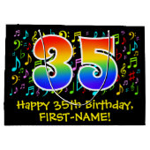 35e verjaardag - Kleurrijke muzieksymbolen, Rainbo Groot Cadeauzakje (Achterkant)