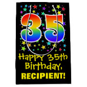 35e verjaardag: Kleurrijke Sterren Patroon & Regen Medium Cadeauzakje (Voorkant)