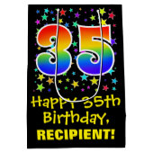 35e verjaardag: Kleurrijke Sterren Patroon & Regen Medium Cadeauzakje (Achterkant)