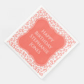 35e Verjaardag Koraal/Witte Haak Nummer Patroon Servet (Hoek)