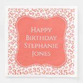 35e Verjaardag Koraal/Witte Haak Nummer Patroon Servet (Voorkant)
