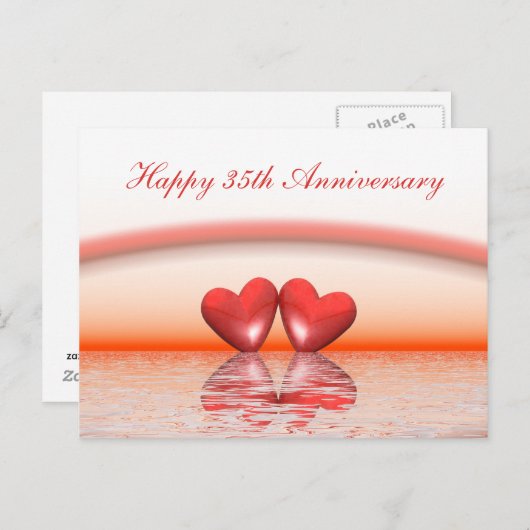 35e verjaardag Koraalharten Briefkaart (Voorkant / Achterkant)