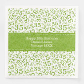 35e verjaardag Leeftijd Nummer Patroon Groen/Wit Servet (Voorkant)