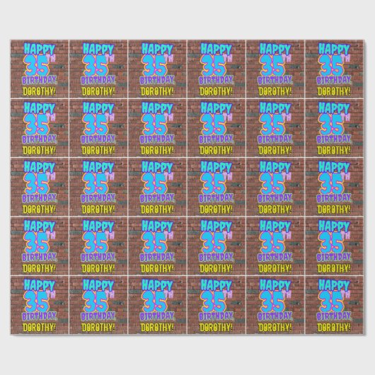 35e verjaardag: Leuk, Urban Graffiti geïnspireerd  Cadeaupapier (Vlak)