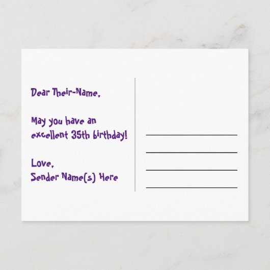 35e verjaardag - Leuk vuurwerkpatroon + Regenboog  Briefkaart (Achterkant)