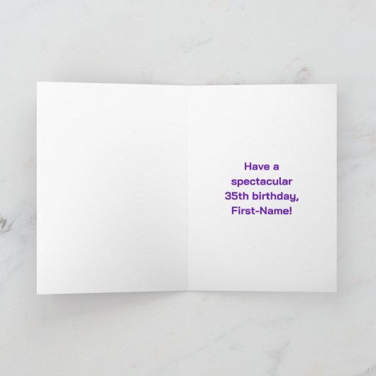 35e verjaardag: Leuke regenboog #, Aangepaste naam Kaart (Binnen)