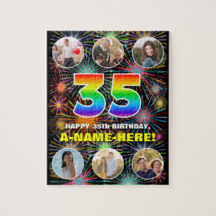 35e verjaardag: Leuke regenboog #, Aangepaste naam Legpuzzel